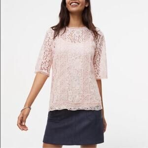 Loft Pink Lace Overlay Feminine Delicate Top Girly Womens Size Small